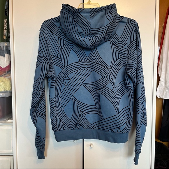 Adidas Originals Blue Athletic Club Allover Print Hoodie - Picture 3 of 5